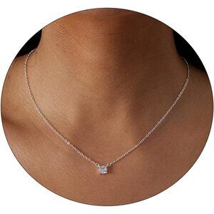 Dainty Gold Plated CZ Diamond Choker Necklace - Elegant Bridesmaid Jewelry